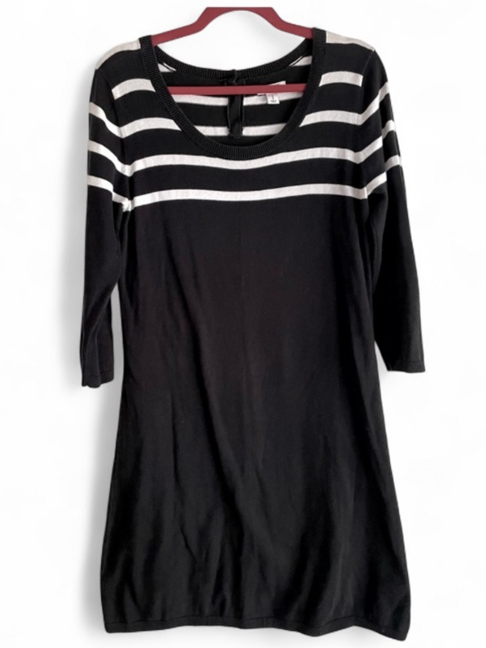 Old Navy Scoop Neck Black and White Striped Cotton Sweater Dress Size M